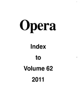 Opera Index Vol. 62 2011