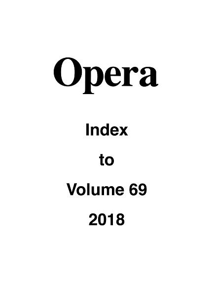Opera Index Vol. 69 2018