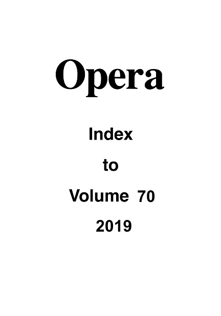 Opera Index Vol. 70 2019